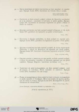 Meubles (Nr. 101-127) avec planche IX-XII