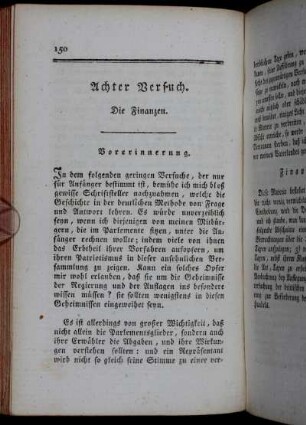 Achter Versuch. Die Finanzen.