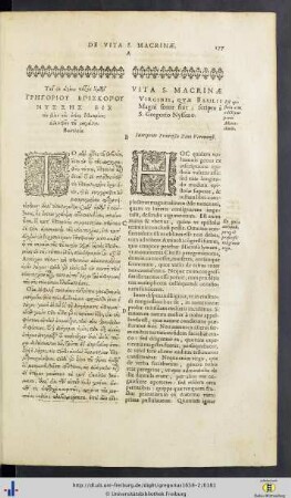 Vita S. Macrinae virginis sororis Nyssensi.