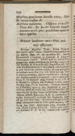 Præter laudatos anno 1721. animas efflarunt.[...]