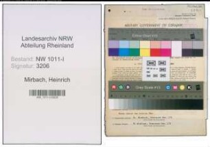 Entnazifizierung Heinrich Mirbach , geb. 30.11.1889 (Stadtamtmann)