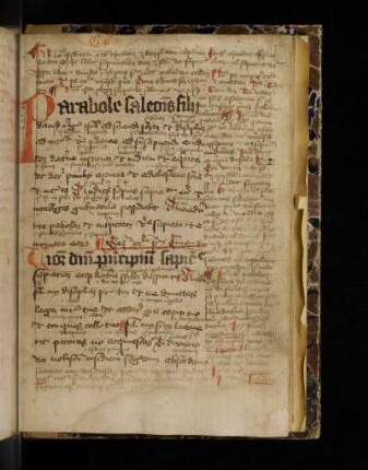 Parabolae Salomonis cum commento. Textus. Parabole Salemonis filii David [Prv 1,1] …