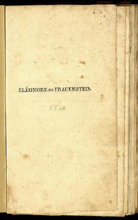 Éléonore de Frauenstein : Histoire De Chevalerie