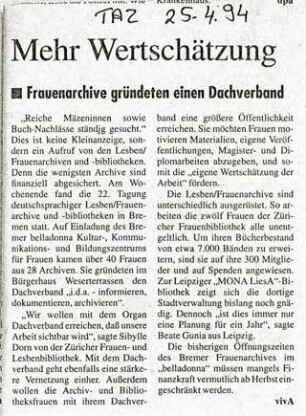 Mehr Wertschätzung : Frauenarchive gründeten einen Dachverband