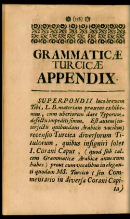 Grammaticae Turcicae Appendix.