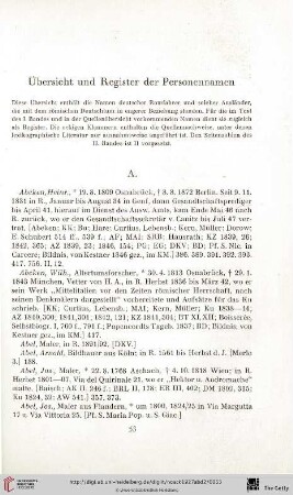 Übersicht und Register der Personennamen