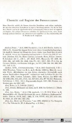 Übersicht und Register der Personennamen
