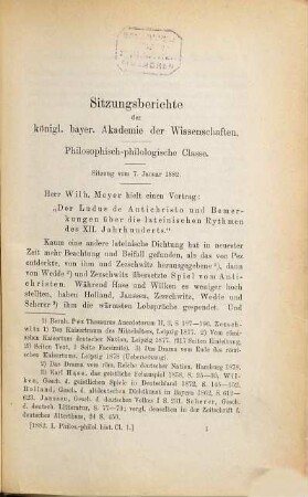 Sitzungsberichte der Bayerischen Akademie der Wissenschaften, Philosophisch-Philologische und Historische Klasse, 1882