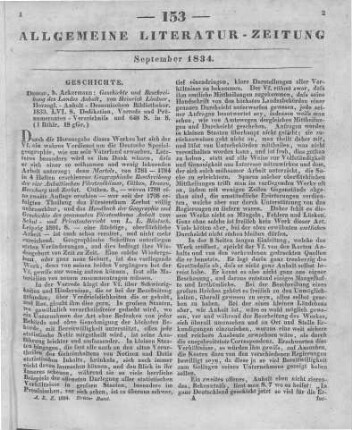 Lindner, H.: Geschichte und Beschreibung des Landes Anhalt. Dessau: Ackermann 1833
