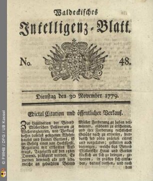 No. 48, Dienstag den 30 November 1779