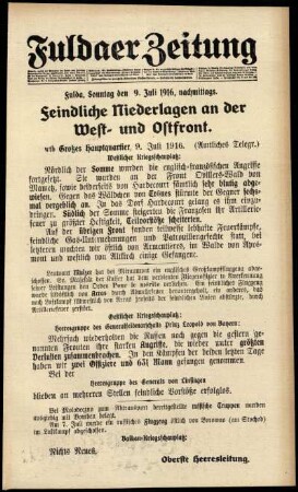 Ausgabe vom Sonntag, den 09. Juli 1916.