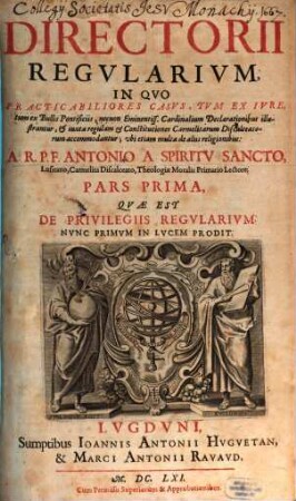 Directorium Regularium tripartitum, 1