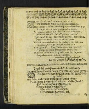 Trochäisches Ehren-und Lobes-Geticht.