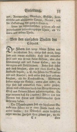 Von den einfachen Theilen des Cörpers.