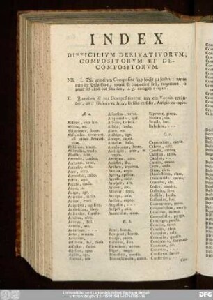 Index Difficilium Derivativorum Compositorum Et Decompositorum.