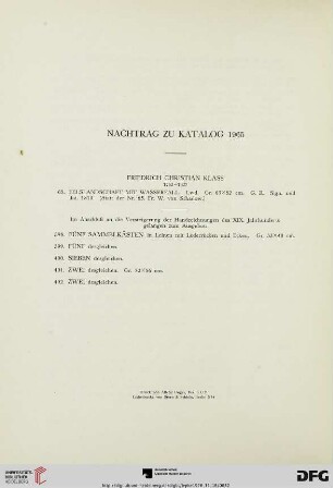Nachtrag zum Katalog 1965