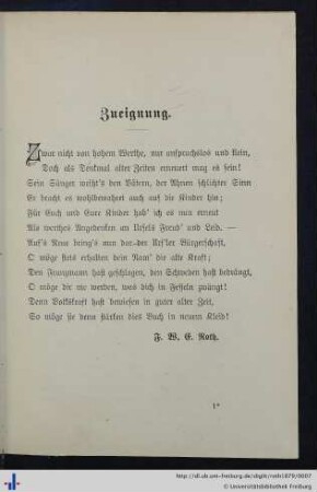 Zueignung.