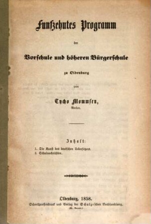 Programm der Vorschule und Höheren Bürgerschule zu Oldenburg, 1857/58 = 15