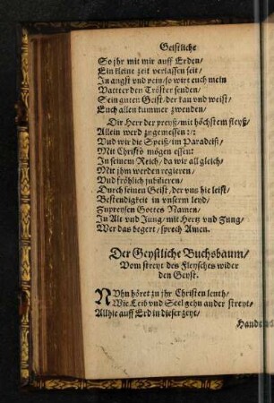 Der Geystliche Buchsbaum/ Vom streyt des Fleysches wider den Geyst.