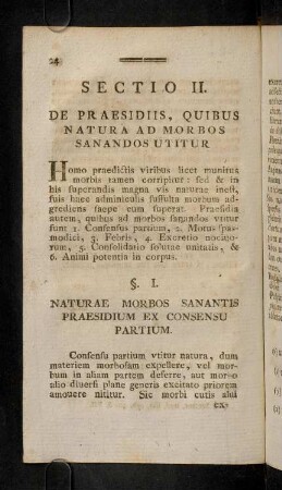 24-40, Sectio II. De Praesidiis, Quibus Natura Ad Morbos Sanandos Utitur.