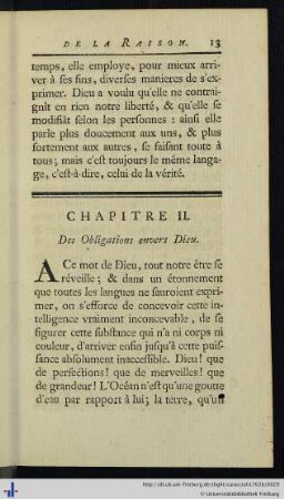 Chap. II. Des Obligations envers Dieu.
