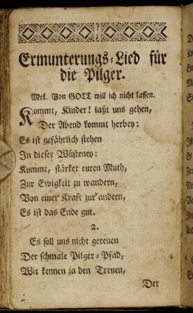 Ermunterungs-Lied für die Pilger.