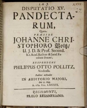 Disputatio XV. Pandectarum
