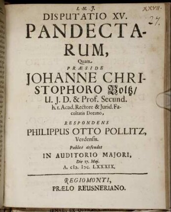 Disputatio XV. Pandectarum