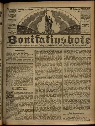 Erste Ausgabe vom Sonntag, den 23. Oktober 1921.