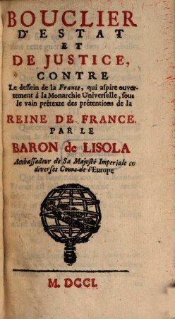 Bouclier d'estat et de justice contre le dessein de la France