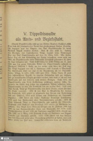 V. Dippoldiswalde als Amts- und Bezirksstadt