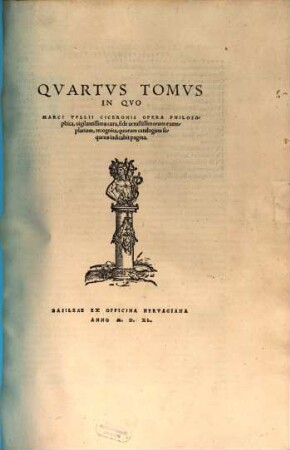 Opera Marci Tvllii Ciceronis : Qvotqvot Ab Interitv Vindicari Svmmorvm Virorvm Indvstria Potvervnt, 4. Opera Philosophica