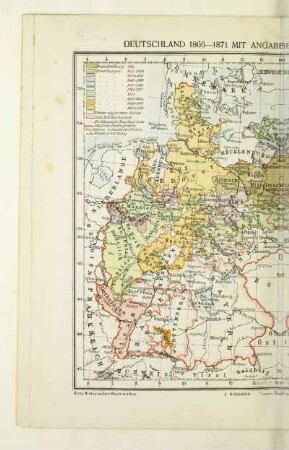 Deutschland 1866-1871 mit Angabe der Gebietsentwicklung Preuszens