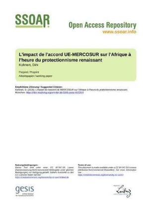 L'impact de l'accord UE-MERCOSUR sur l'Afrique à l’heure du protectionnisme renaissant