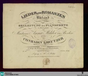 [2]: Lieder und Romanzen von Uhland mit Begleitung des Piano Forte : 70tes Werk