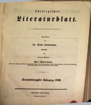 Theologisches Literaturblatt. 43. 1866