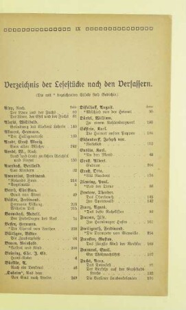 Verzeichnis der Lesestücke nach den Verfassern