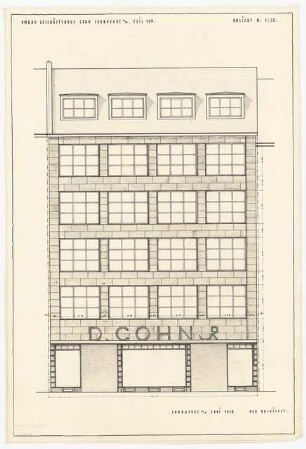Geschäftshaus Cohn, Frankfurt/Main Umbau: Ansicht Straße 1:50