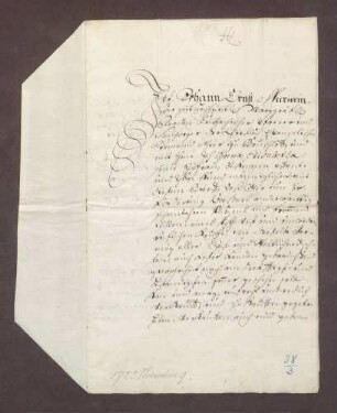Johann Ernst Meerwein, Pfarrer zu Bauschlott, verkauft an Johann Friedrich von Schell, Herrn zu Bauschlott, Güter daselbst