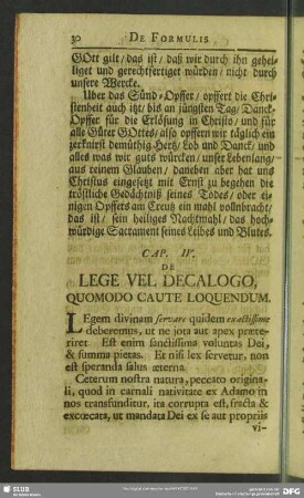 Cap. IV. De Lege Vel Decalogo, Quomodo Caute Loquendum