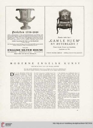 Moderne Engelsk Kunst. Indtryk fra 1927 af Hugh Jones