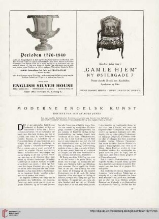 Moderne Engelsk Kunst. Indtryk fra 1927 af Hugh Jones