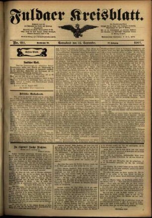 Erste Ausgabe vom Samstag, den 14. September 1907.