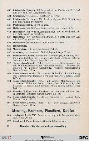 Messing, Bronzen, Plastiken, Kupfer (Nr. 698-744)
