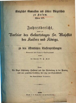 Jahres-Bericht : Ostern ..., 1874/75 (1875)