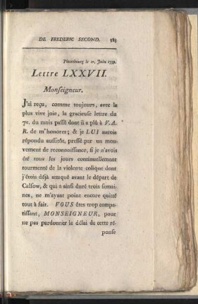 Lettre LXXVII.