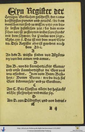 Eyn Register der Heyligen Gottlichen geschrifft