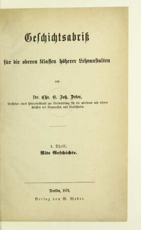 Theil 1: Alte Geschichte
