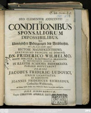 De Conditionibus Sponsaliorum Impossibilibus