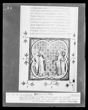 Grandes Chroniques de France — Kaisers Karl empfängt eine Abordnung sarazenischer Fürsten, Folio fol. 115 verso